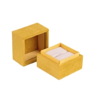 Mustard yellow velveteen square ring box