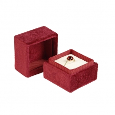 Red velveteen square ring box
