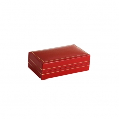 Red leatherette box for 2 wedding rings with gold border