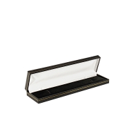 Man-made leatherette jewellery presentation box with gold border