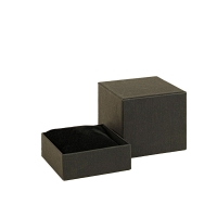 Black card watch box, textured finish with display pillow in black man-made suedette