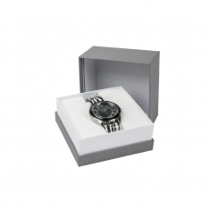 Grey matt finish watch box with contrasting white centre