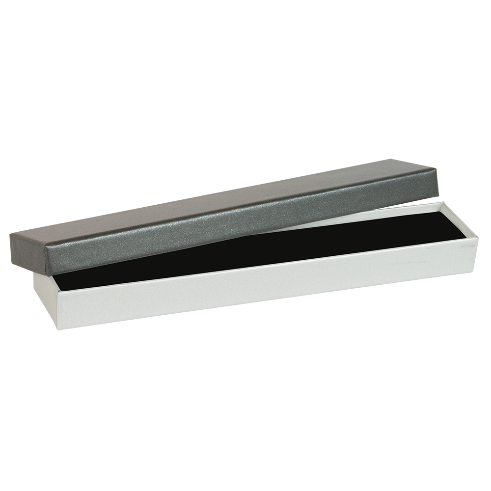Pearlescent grey card matchbox style bracelet box, light grey drawer