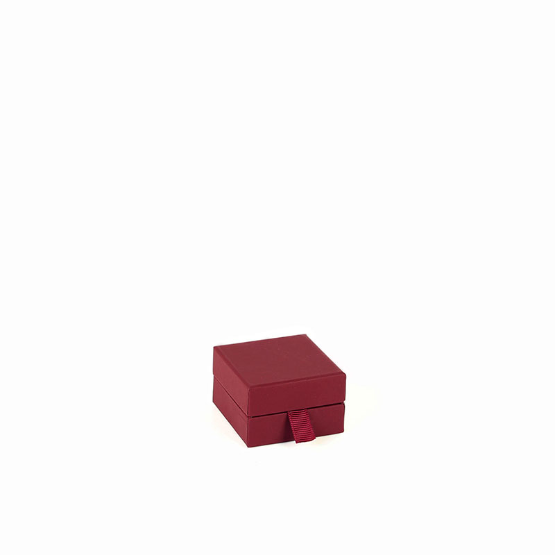 Plum soft touch finish card ring/earring box with hinge