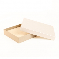 Two tone card necklace box, light pearlescent and dark matt finish beige