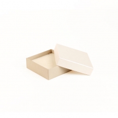 Two tone card ring box, light pearlescent and dark matt finish beige