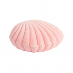 Light pink scallop shell jewellery presentation box in man-made velveteen