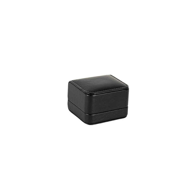 Black smooth cowide finish man-made leatherette earring box