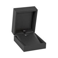 Black soft touch finish leatherette earrings/pendant box