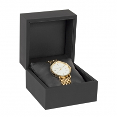 Black soft touch finish leatherette watch box