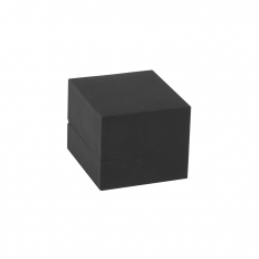 Black soft touch finish leatherette ring box with tab