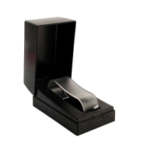 Black textured plastic watch box