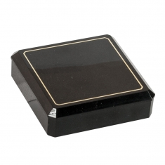 Glossy black plastic universal box, gold border