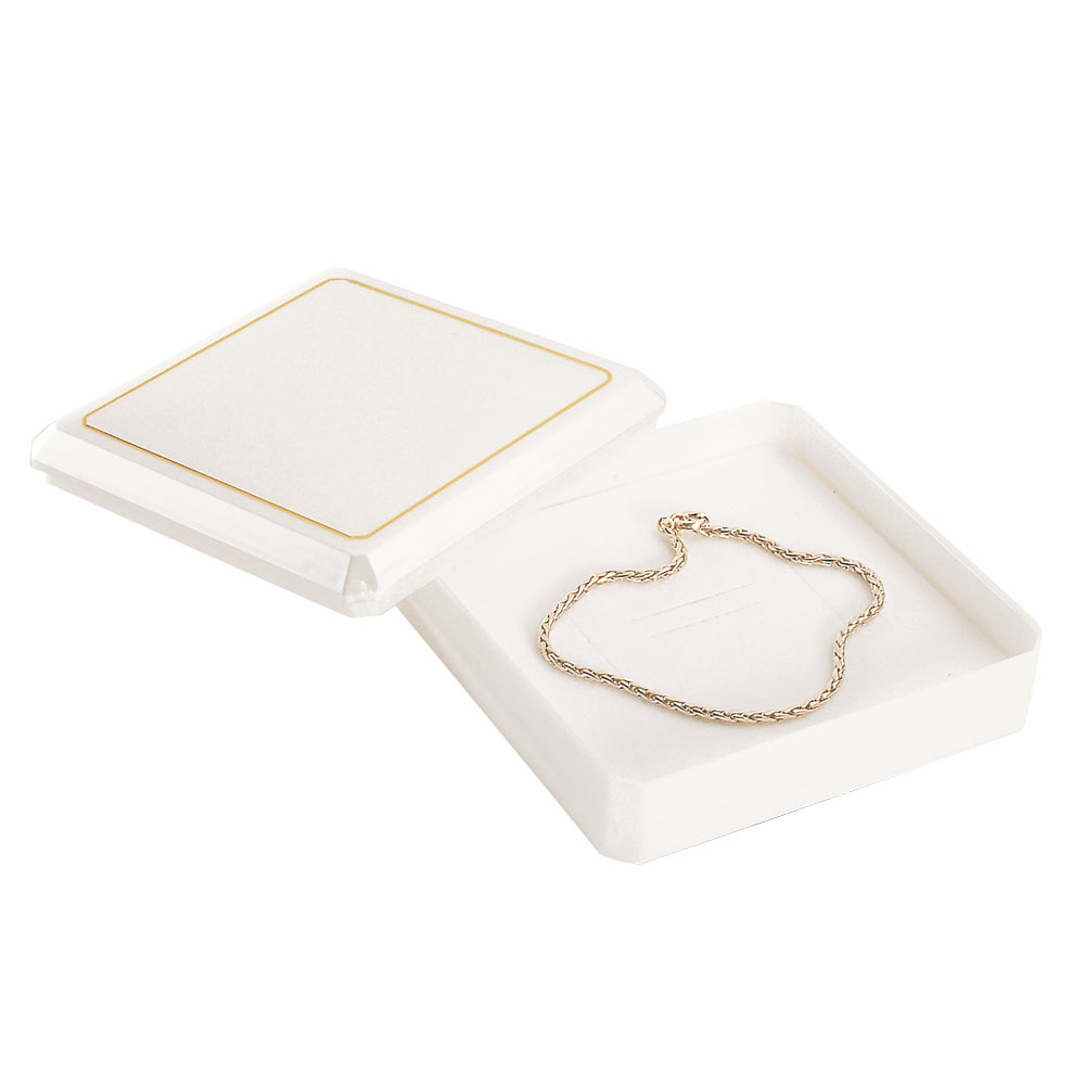 Metallic finish, plastic jewellery presentation box with gold border