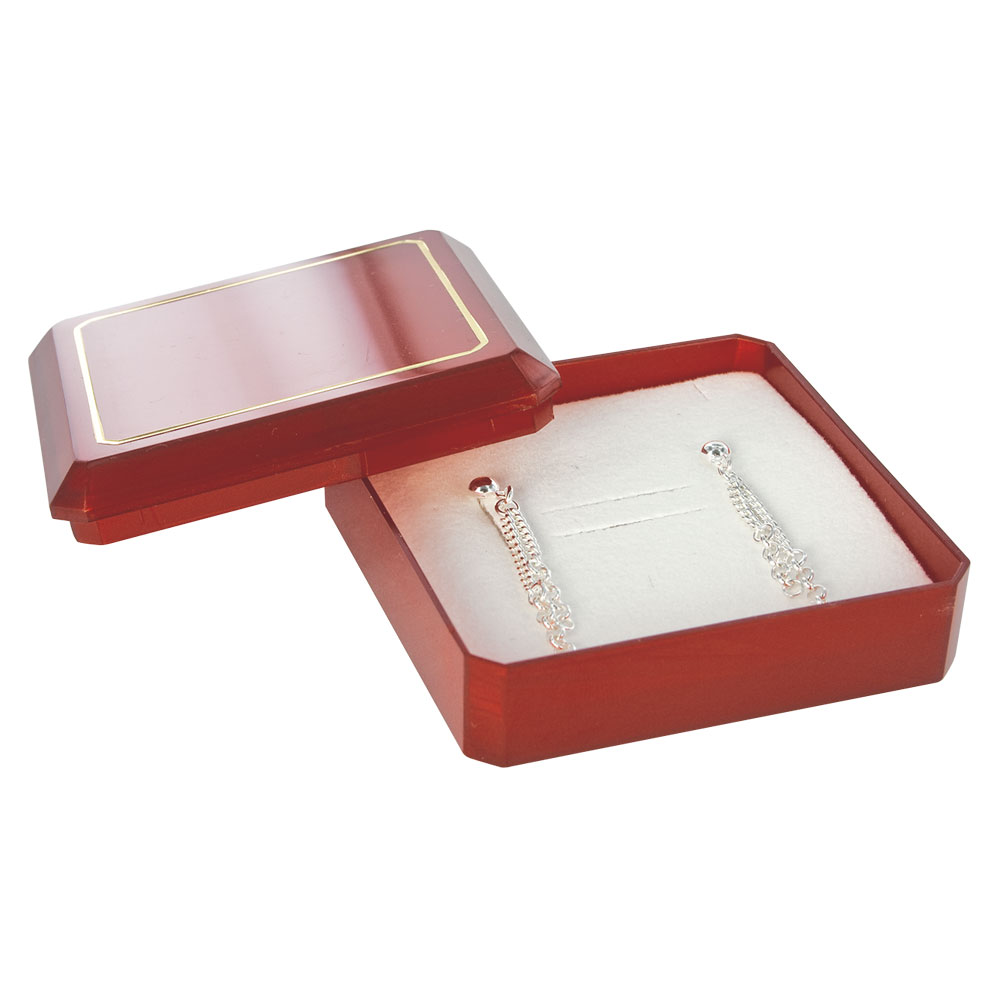 Plastic jewellery box with a fine gold border