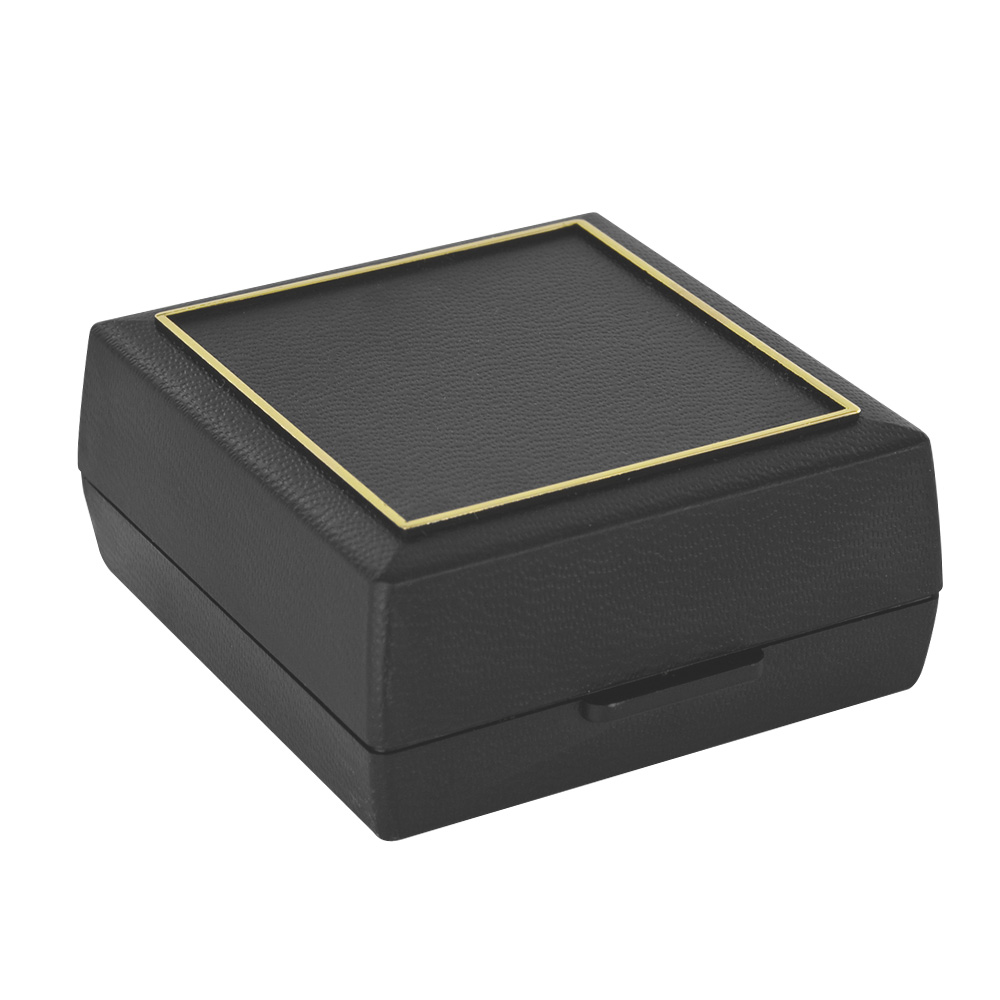 Black plastic textured ring box