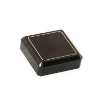 Plastic jewellery box with a metallic finish and a gold border