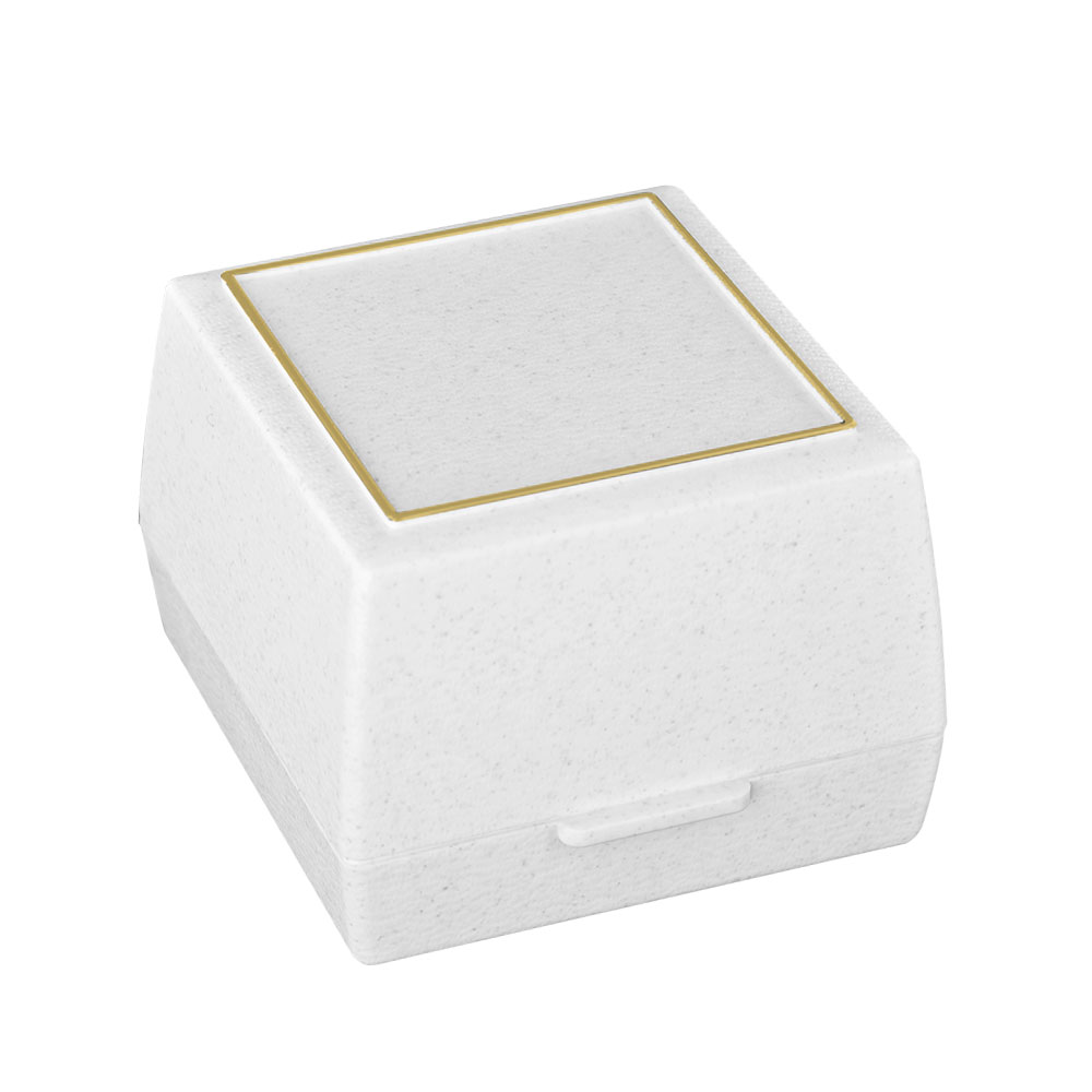 White hinged plastic ring box