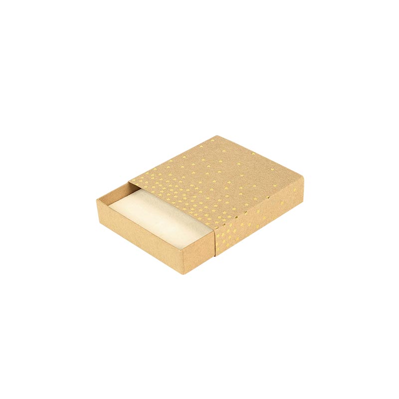 Matchbox style natural kraft card universal box - Gold, hot-foil printed star motifs