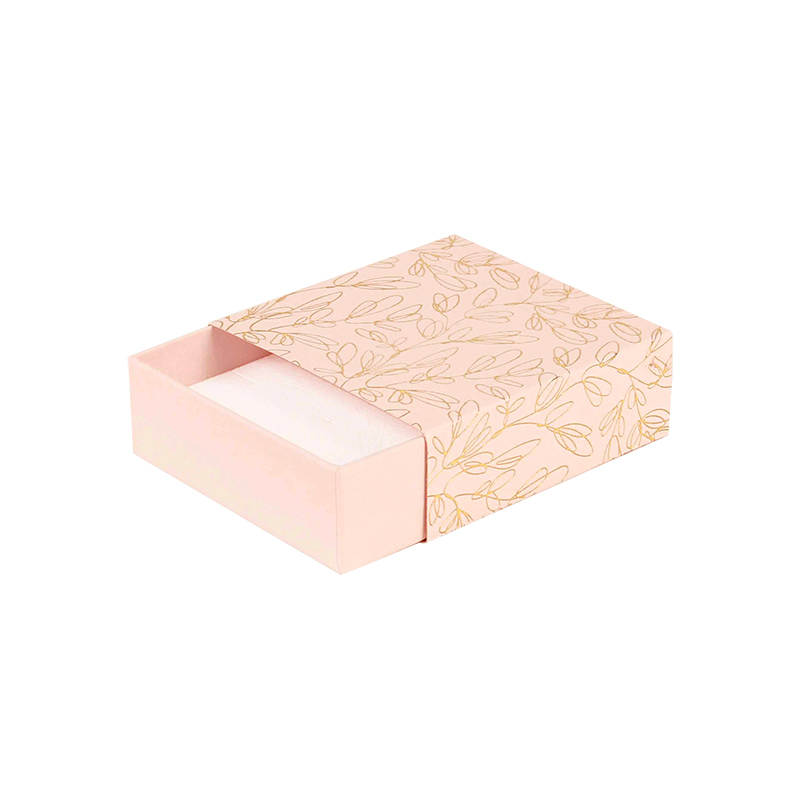 Matt pink matchbox style card universal box - Gold hot-foil printed \\\'Botanical volutes\\\'