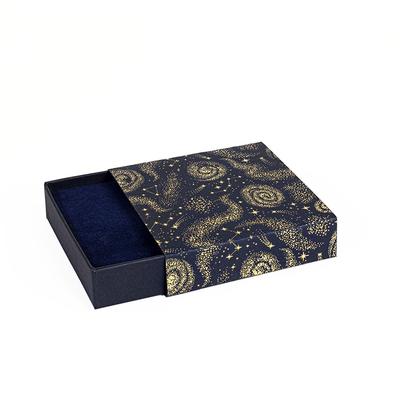 Midnight blue matchbox style universal box - Gold hot-foil printed 'Constellations'