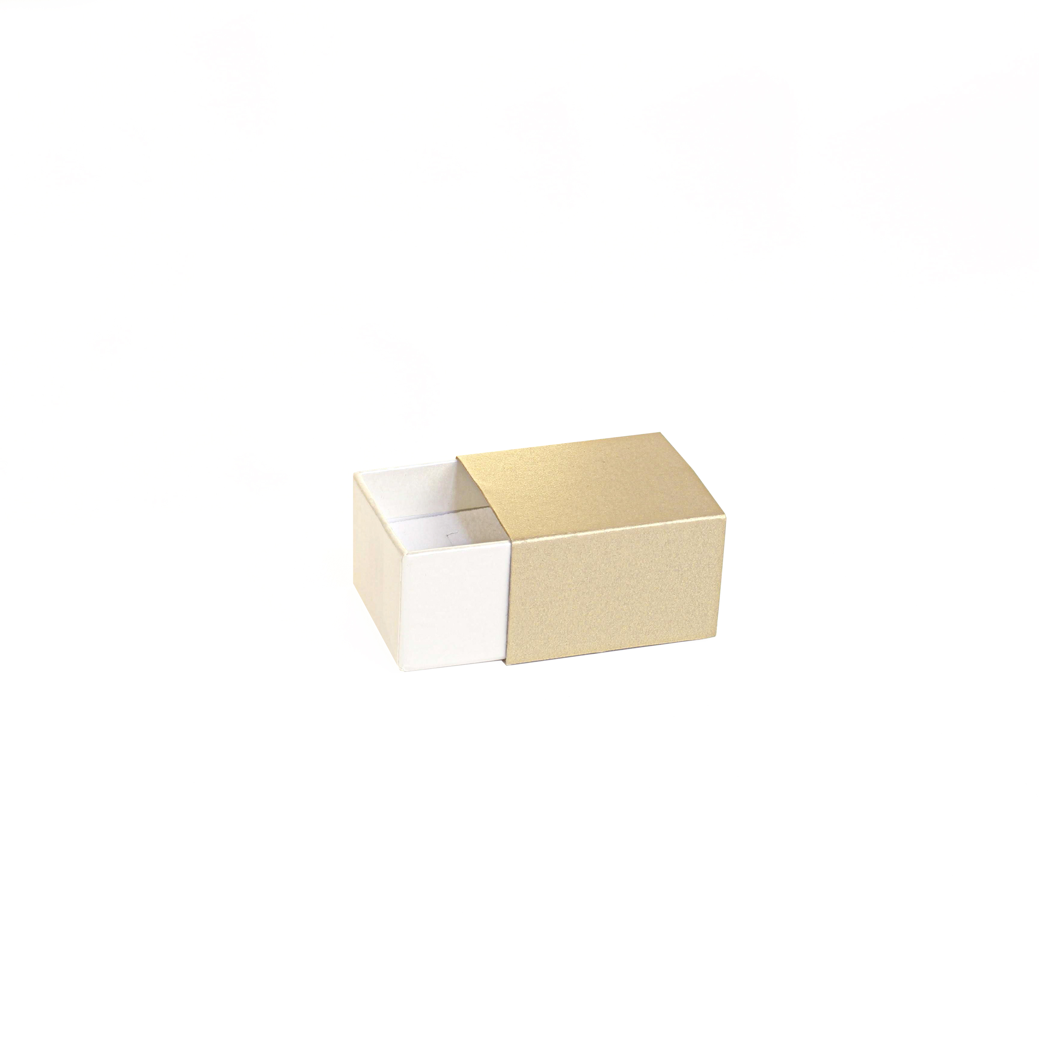 Iridescent gold and cream matchbox style card ring box