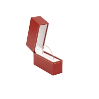 Red leatherette bangle presentation box with gold border