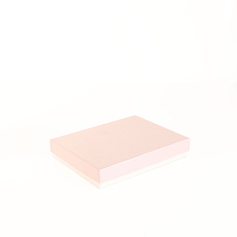 Two tone card necklace box, pearlescent pink and white