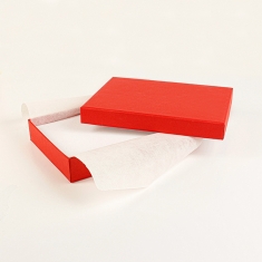 Red satin finish card ring box