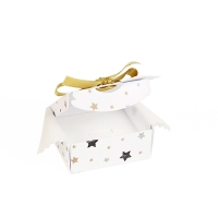 Matt card universal box with black and gold ™Star™ motif and gold satin ribbon