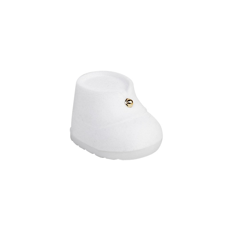 White velveteen baby bootie trinket box