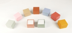Set of 9 coloured gift boxes/displays in recycled matt card