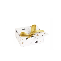 Matt card universal box with black and gold ™Star™ motif and gold satin ribbon