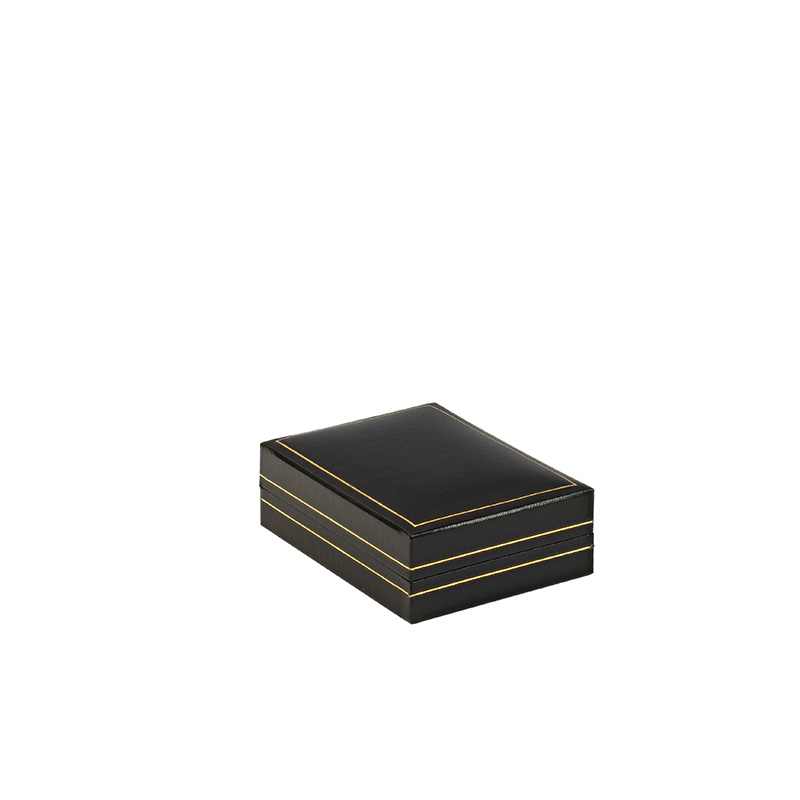 Man-made leatherette jewellery presentation box with gold border