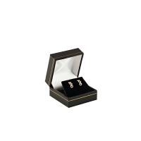 Man-made leatherette jewellery presentation box with gold border