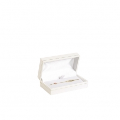 Man-made leatherette jewellery presentation box with gold border