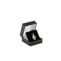 Man-made leatherette jewellery presentation box with gold border