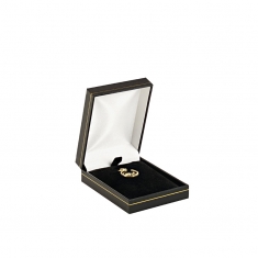 Man-made leatherette jewellery presentation box with gold border