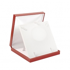 Man-made leatherette jewellery presentation box with gold border