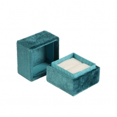 Teal velveteen square ring box