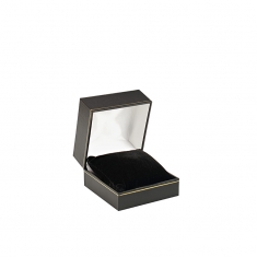 Black leatherette watch box with a gold border