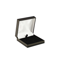 Black man-made leatherette universal box with gold border