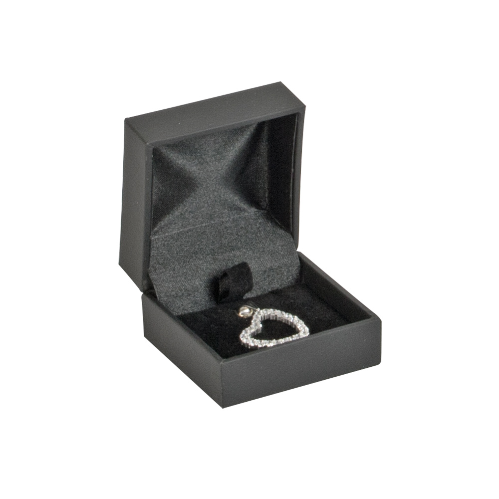 Black smooth finish leatherette earrings/pendant box