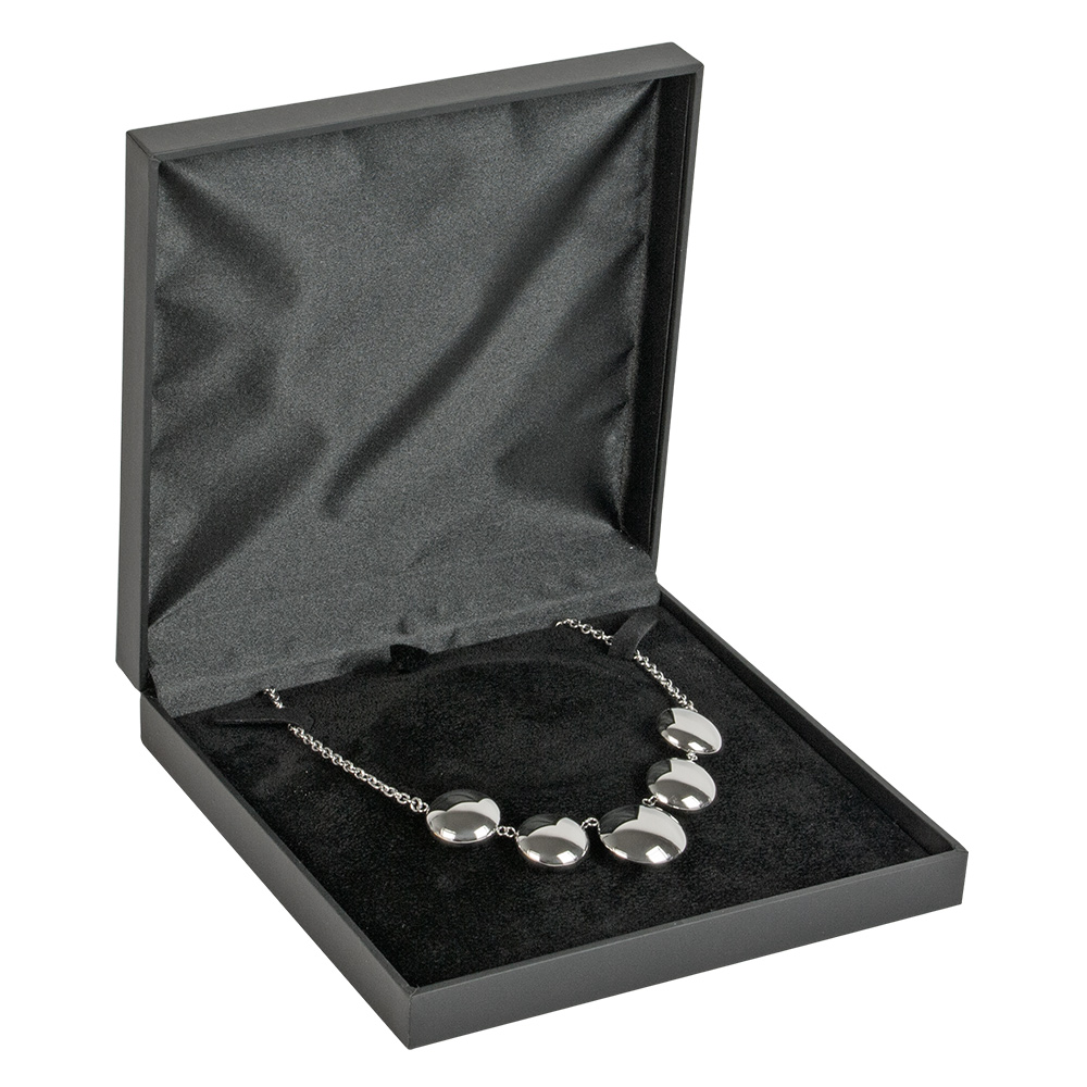 Black smooth finish leatherette necklace box