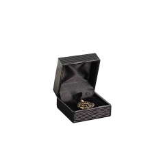 Black veined leatherette card earrings/pendant box