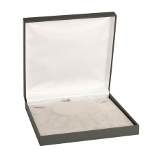 Dark grey matt finish leatherette necklace box