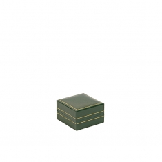 Green leatherette earring box with gold border