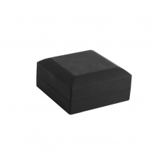 Soft-touch finish black plastic ring box with slot and interior LED light