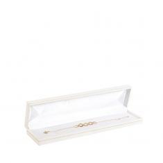White leatherette bracelet box with gold border
