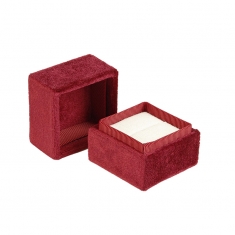 Red velveteen square ring box